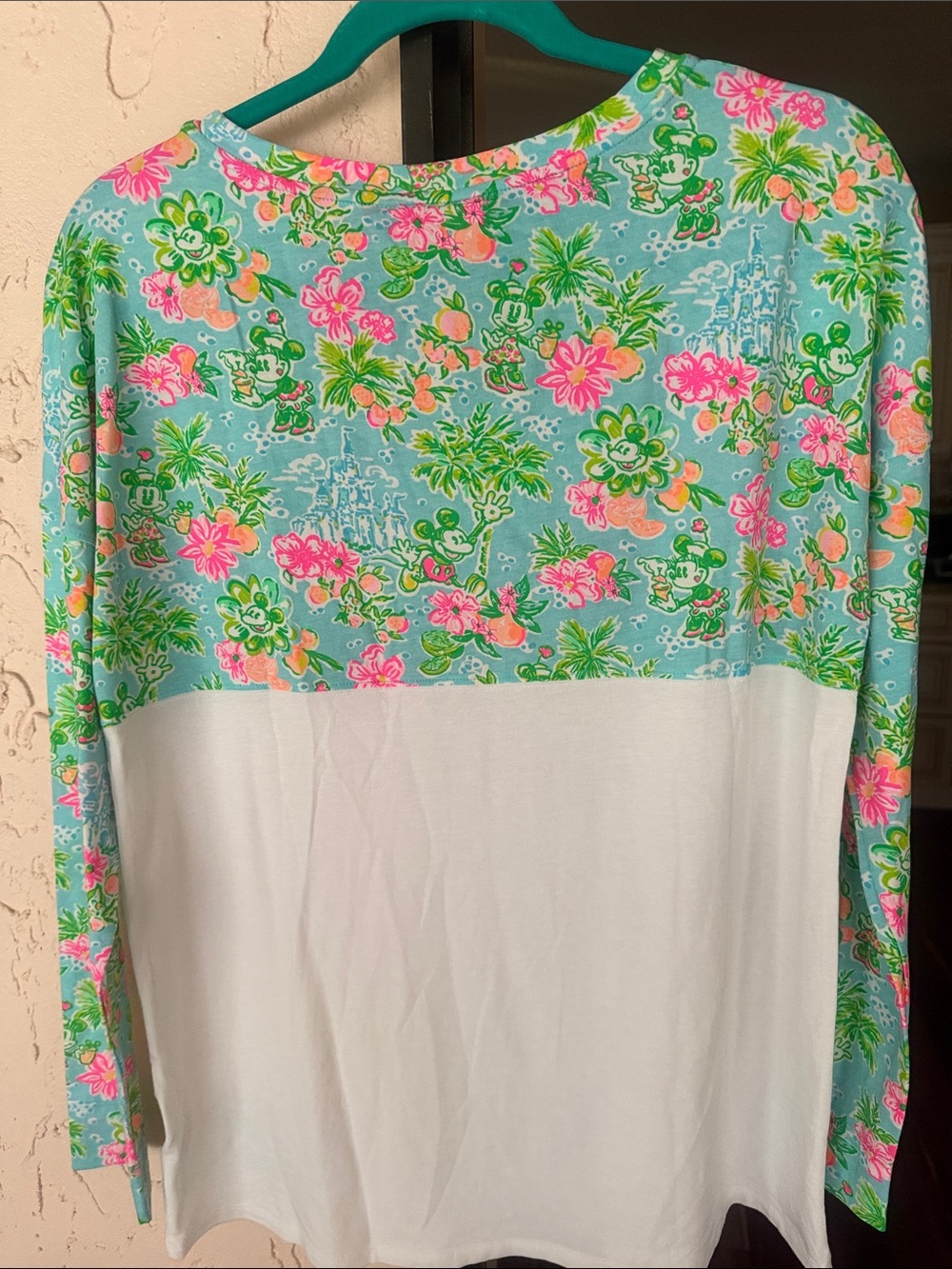 Lilly Pulitzer Aqua Floral Crewneck Top with Pink Accents - Picture 4 of 6